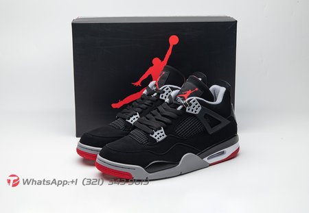 Air Jordan 4 Retro Bred 2019 black and red bull basketball shoes couple models SIZE: 40-50.5