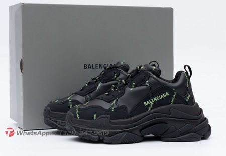 Balenciaga Triple S Allover Logo Black Green(W) SIZE: 35-45